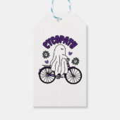 Cycopath Halloween Ghost auf Lila Fahrrad Geschenkanhänger (Vorderseite)