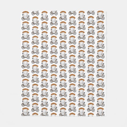 Cycopath Halloween Ghost on Orange Bicycle Fleecedecke (Vorderseite)