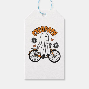 Cycopath Halloween Ghost on Orange Bicycle Geschenkanhänger