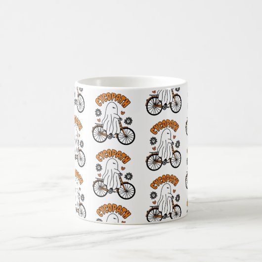 Cycopath Halloween Ghost on Orange Bicycle Kaffeetasse (Mittel)
