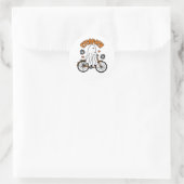 Cycopath Halloween Ghost on Orange Bicycle Runder Aufkleber (Tasche)