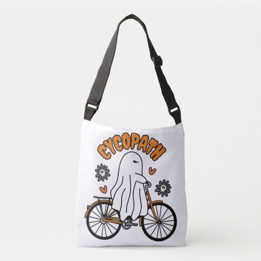 Cycopath Halloween Ghost on Orange Bicycle Tragetaschen Mit Langen Trägern (Vorderseite)