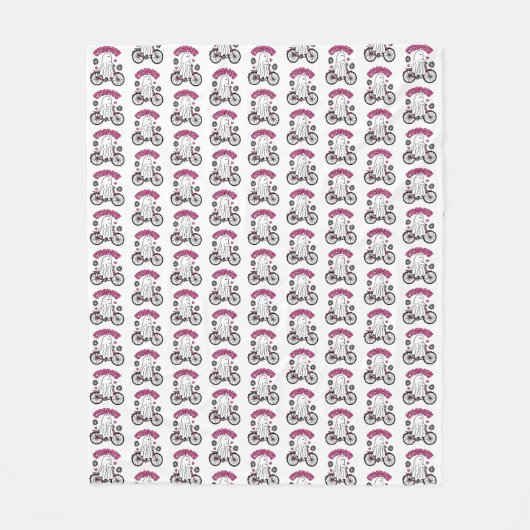 Cycopath Halloween Ghost on Pink Bicycle Fleecedecke (Vorderseite)