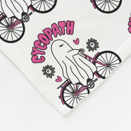 Cycopath Halloween Ghost on Pink Bicycle Fleecedecke (Ecke)