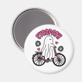 Cycopath Halloween Ghost on Pink Bicycle Magnet (Vorderseite/Rückseite)