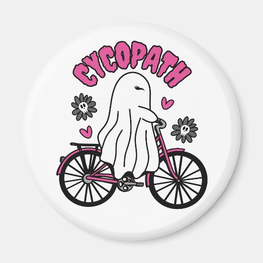 Cycopath Halloween Ghost on Pink Bicycle Magnet (Vorne)