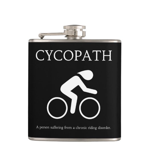Cycopath, I Liebe Bikes Funny Novelty Flachmann (Vorderseite)