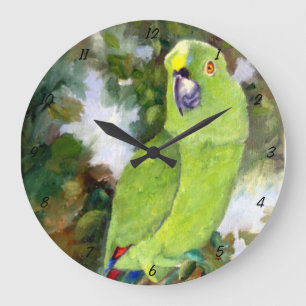 Cydney gelber Naped Papagei Große Wanduhr