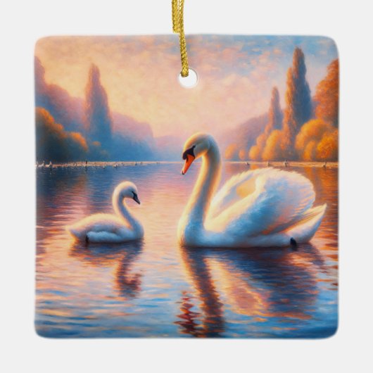 Cygnet und Swan Keramikornament (Vorderseite)