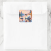 Cygnet und Swan Quadratischer Aufkleber (Tasche)