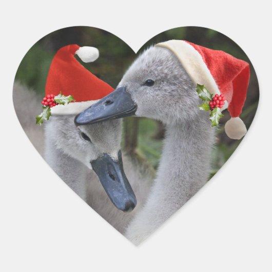 Cygnet Weihnachtskleber Herz-Aufkleber (Vorderseite)