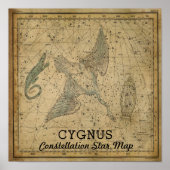Cygnus Swan Constellation Star Map Poster (Vorne)