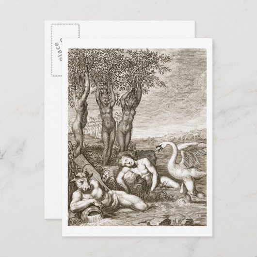 Cygnus verwandelt sich in einen Schwan und Phaeton Postkarte (Vorne/Hinten)
