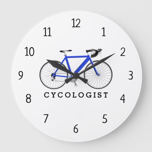 Cykologe Blue Bicycle Large Clock Große Wanduhr (Vorderseite)