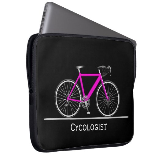 Cykologe Pink Bike auf schwarz Laptopschutzhülle (Vorne Rechts)