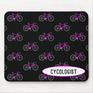 Cykologe rosa Fahrrad auf schwarz Mousepad