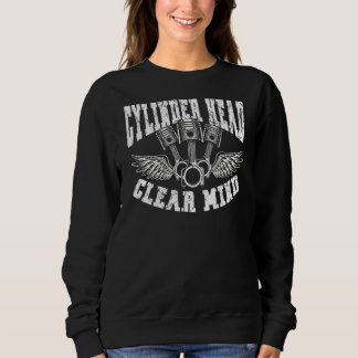 Cylinder Head Clear Mind Backprint Car Machanic Sweatshirt