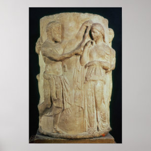 Cylindrical altar depicting sacrifice of Alceste Poster