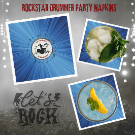 Cymbal Crashin Blue Drummer Geburtstagsparty Napki Serviette