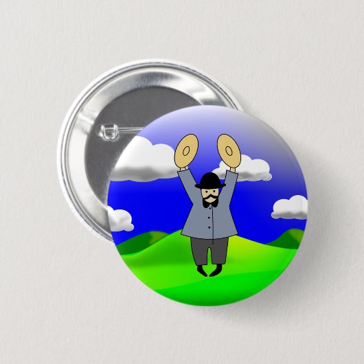 Cymbalist - Musiker spielt Cymbals Button (Vorne & Hinten)