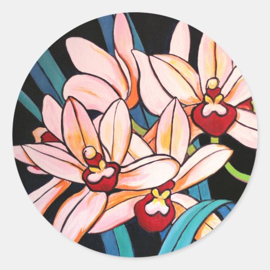 Cymbidien Runder Aufkleber (Vorderseite)