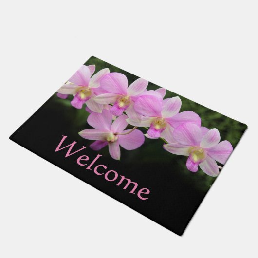 Cymbidium-Orchideen-Rosa-Blumen Fußmatte (Schrägansicht)