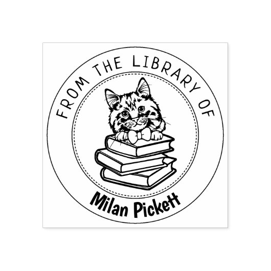 Cymric Cat, Buch aus der Bibliothek von Gummistempel (Prägung)