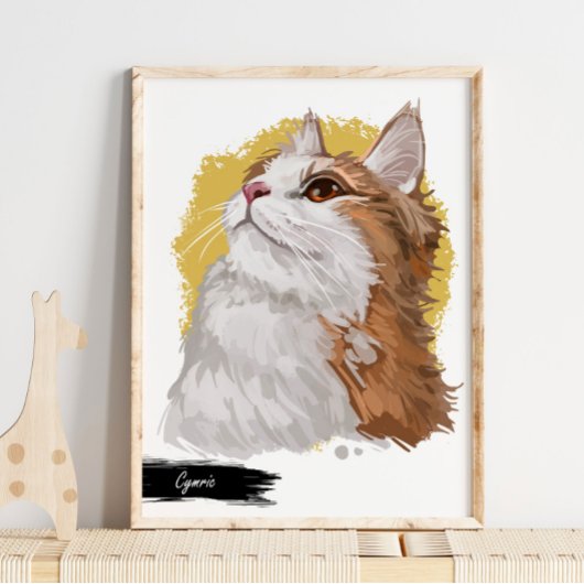 Cymric Cat Print | Cat Wall Print Poster