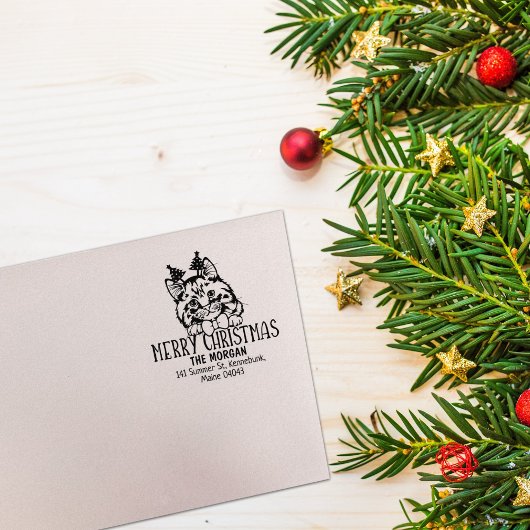 Cymric Cat Rücksendeadresse Weihnachten Gummistempel