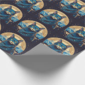 Cymric Cat With Mountain Backdrop Stars Geschenkpapier (Ecke)