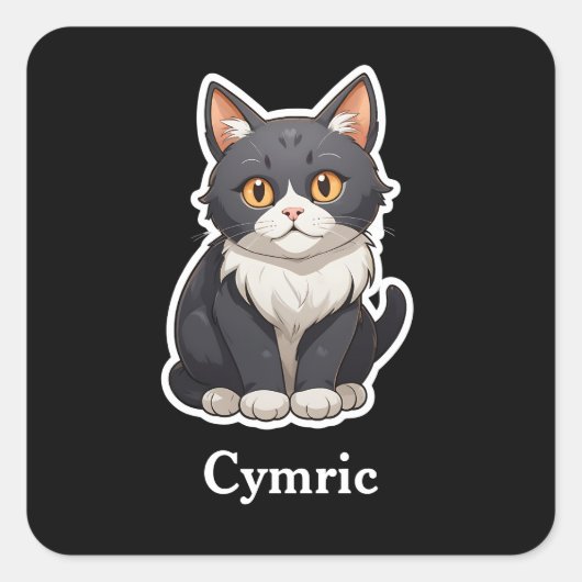 Cymric Quadratischer Aufkleber (Vorderseite)