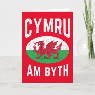 Cymru Am Byth Wales Flag Proud Welsh Vintag Rugby Karte