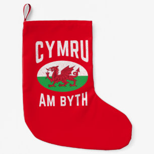 Cymru Am Byth Wales Flag Proud Welsh Vintag Rugby Kleiner Weihnachtsstrumpf