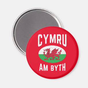 Cymru Am Byth Wales Flag Proud Welsh Vintag Rugby Magnet