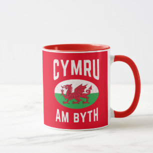 Cymru Am Byth Wales Flag Proud Welsh Vintag Rugby Tasse