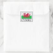 Cymru hat quadratischer aufkleber (Tasche)