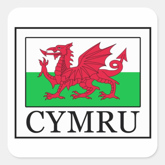 Cymru hat quadratischer aufkleber (Vorderseite)