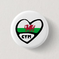 Cymru Landeskennzahl-Flaggen-Herz-Button, Wales,