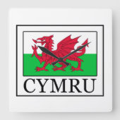 Cymru Quadratische Wanduhr (Vorderseite)