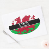 Cymru Sefydlu Ym 1057 Walisischer Drachenflagge We Ovaler Aufkleber (Umschlag)