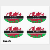 Cymru Sefydlu Ym 1057 Walisischer Drachenflagge We Ovaler Aufkleber (Blatt)