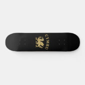Cymru Shield - Gold on Black Skateboard (Horizontal)
