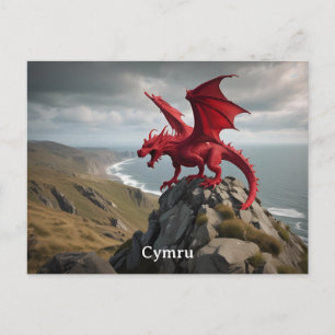 Cymru Wales Red Dragon / Y Ddraig Goch Postkarte
