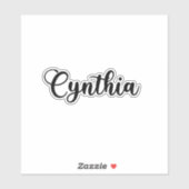 Cynthia Name - Handgeschriebene Kalligrafie Aufkleber (Blatt)