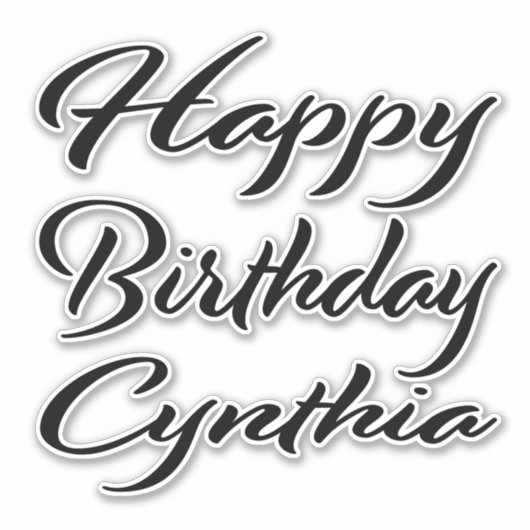 Cynthia Name Vorname black Sticker Geburtstag (Vorderseite)