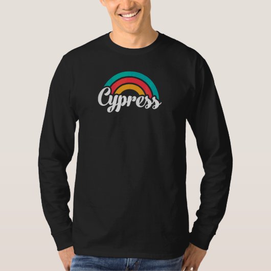 CYPRESS CA Retro-Schrift mit Regenbogen 2 T-Shirt (Vorderseite)