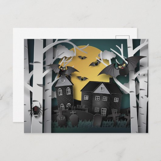 Cypress Forest, Friedhof und Fledermäuse Postkarte (Vorne/Hinten)