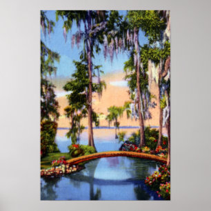 Cypress Gardens Florida Rustikale Brücke über Kana Poster