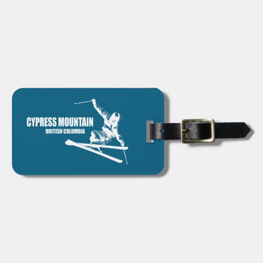Cypress Mountain British Columbia Skier Gepäckanhänger (Vorderseite horizontal)