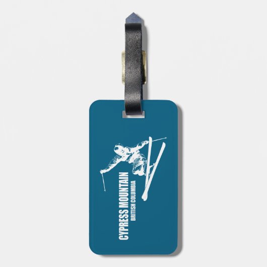 Cypress Mountain British Columbia Skier Gepäckanhänger (Rückseite vertikal)